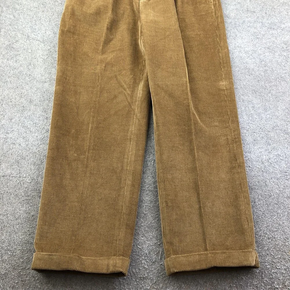 Brooks Brothers Pants Mens 35x30 Brown Corduroy Dress Pleated Straight Leg 346